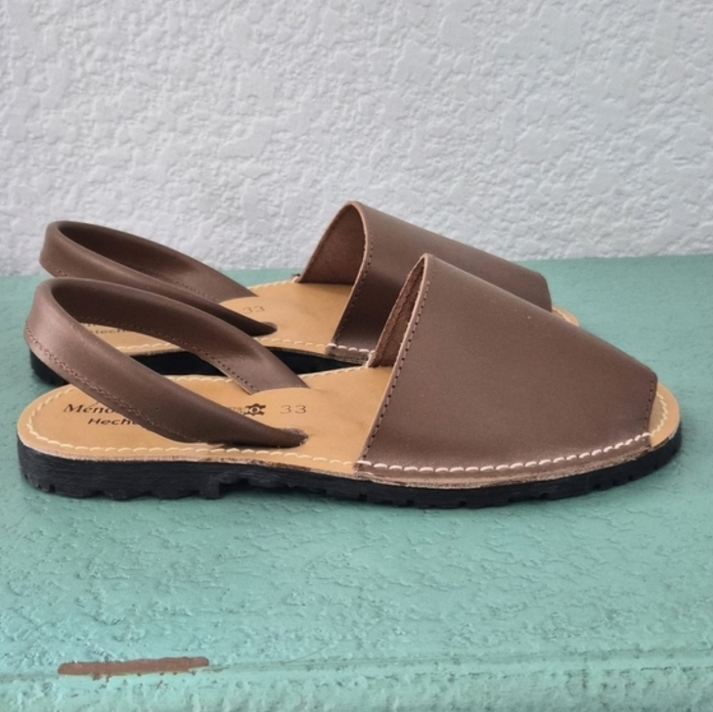 Kids Brown Leather Sandals Slingback Summer Sandals Size 2